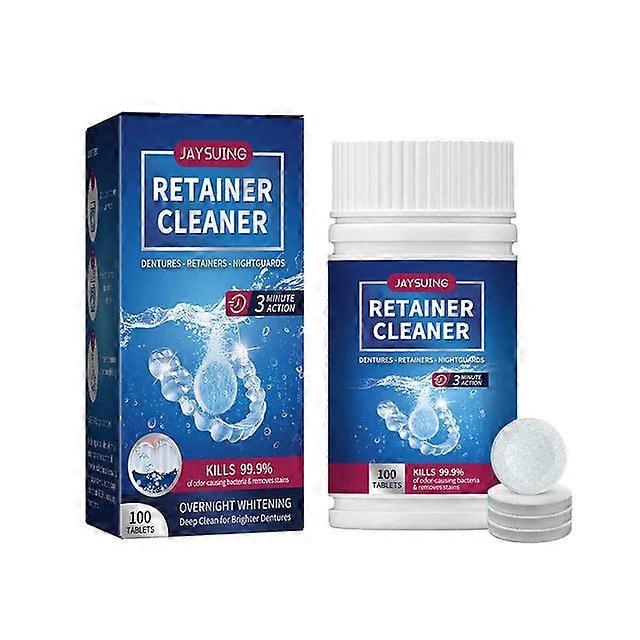 Jaysuing Denture Tablets Removes Odor & Stains | Oral Retainer Cleaner For Aligners Teeth Capped Cleaning Tablet 100pcs