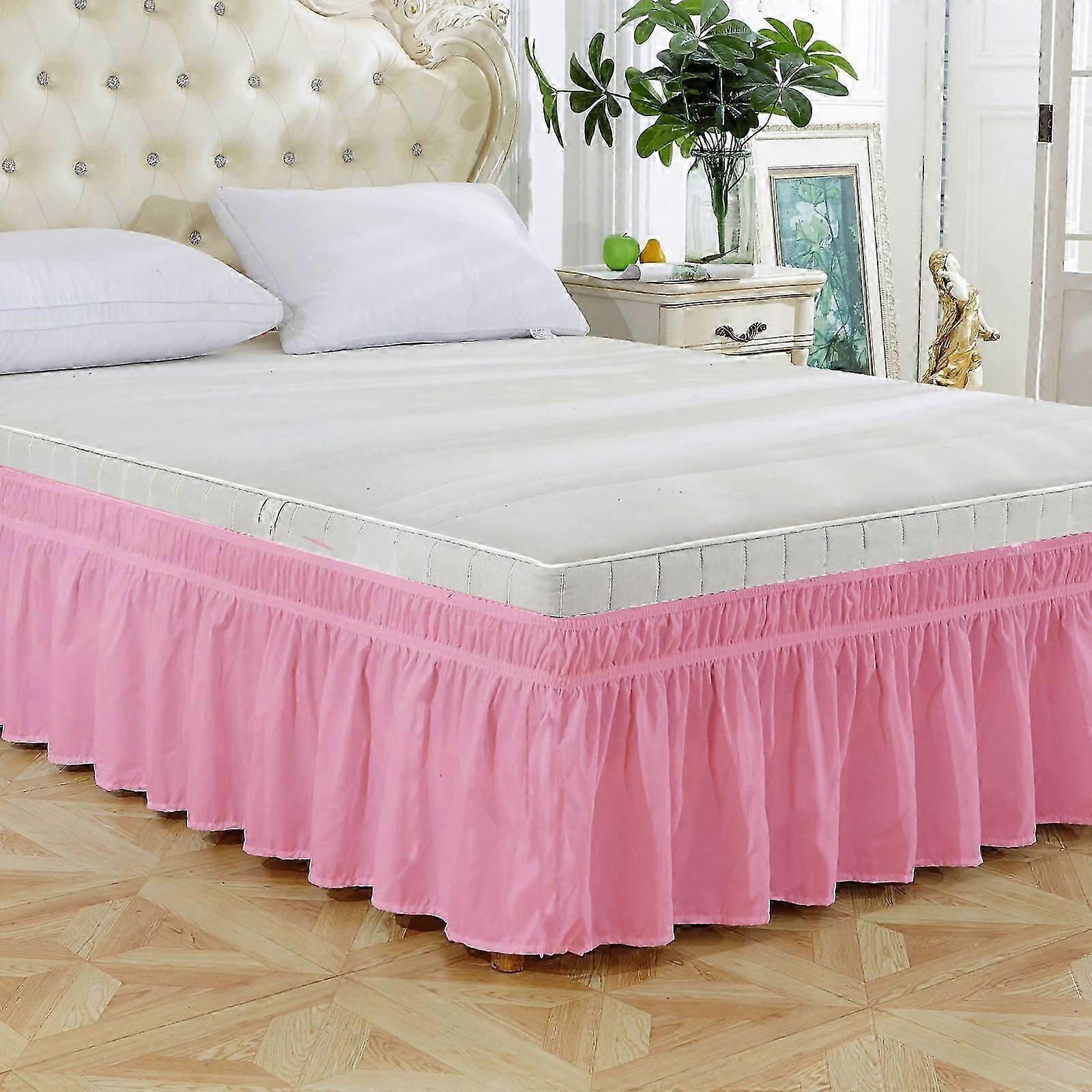 Saia de cama de cor sólida com saia de cama de faixa elástica para cama de solteiro