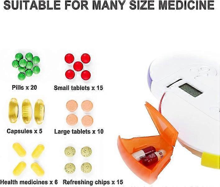 7-Day Rainbow Digital Pill Organizer - Portable Weekly Pill Box with Light