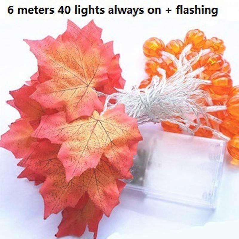 10/20/40 LED Pumpkin Leaf String Lights Halloween 3D Pumpkin Lights Lamp for Thanksgiving Fall Garden Decor Warm Light