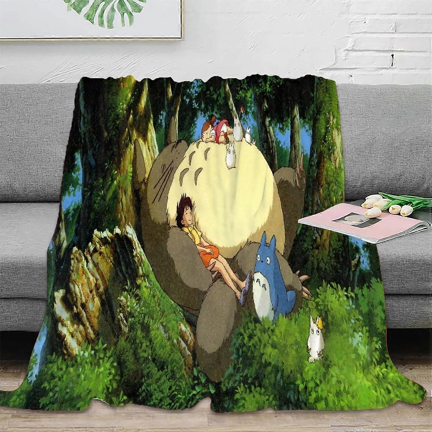 Min granne Totoro Kasta Filt Mysig plysch flanellfilt Ultra Soft Plush Blankets Lätt Varm Fuzzy Filt Presenter till Säng Soffa Soffa Pojkar Gi