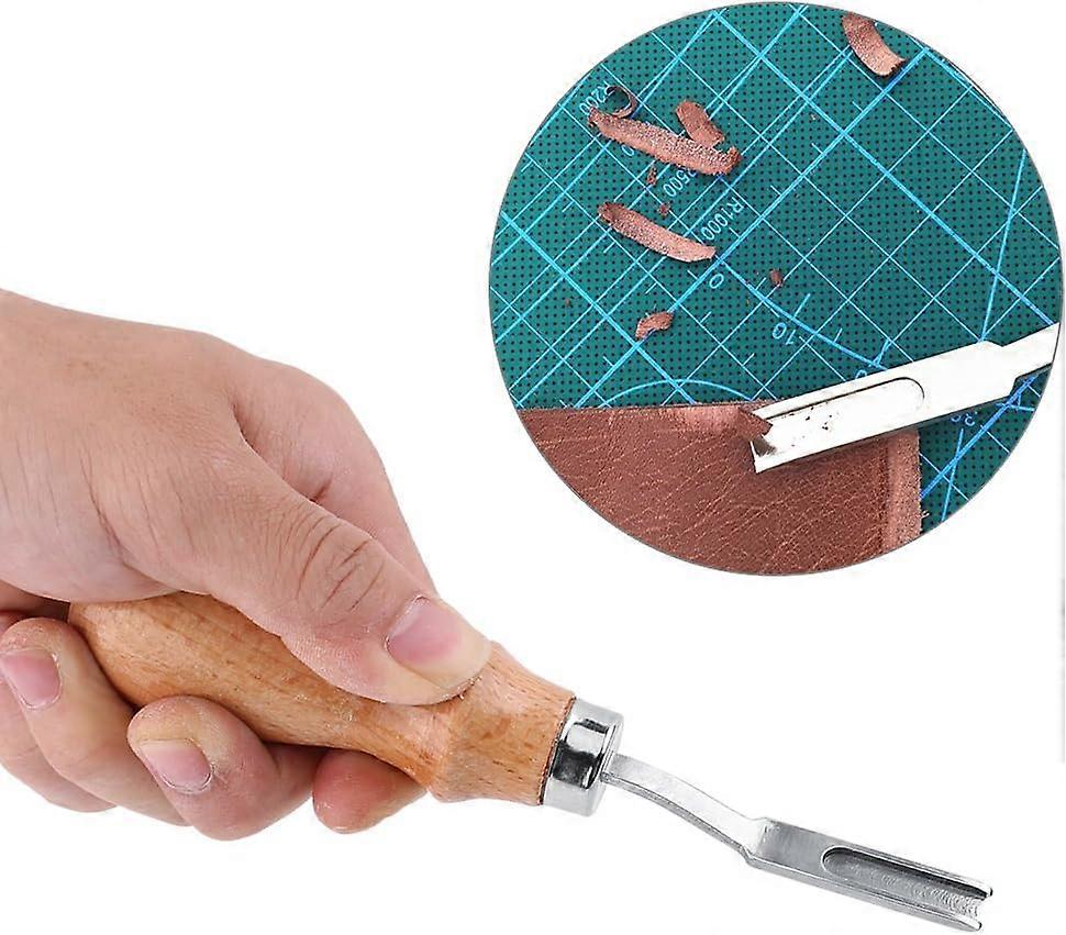 Leather working tool with wooden handle, 4mm,2024 Ping