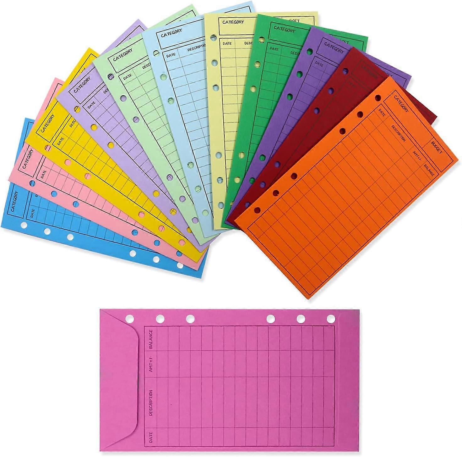 12 Pack Colorful Budget Envelopes with Punched Hole, Thicker Envelope System to Save Money, Expense Tracker, Budget Sheets, Storage Envelopes,2024 Pin