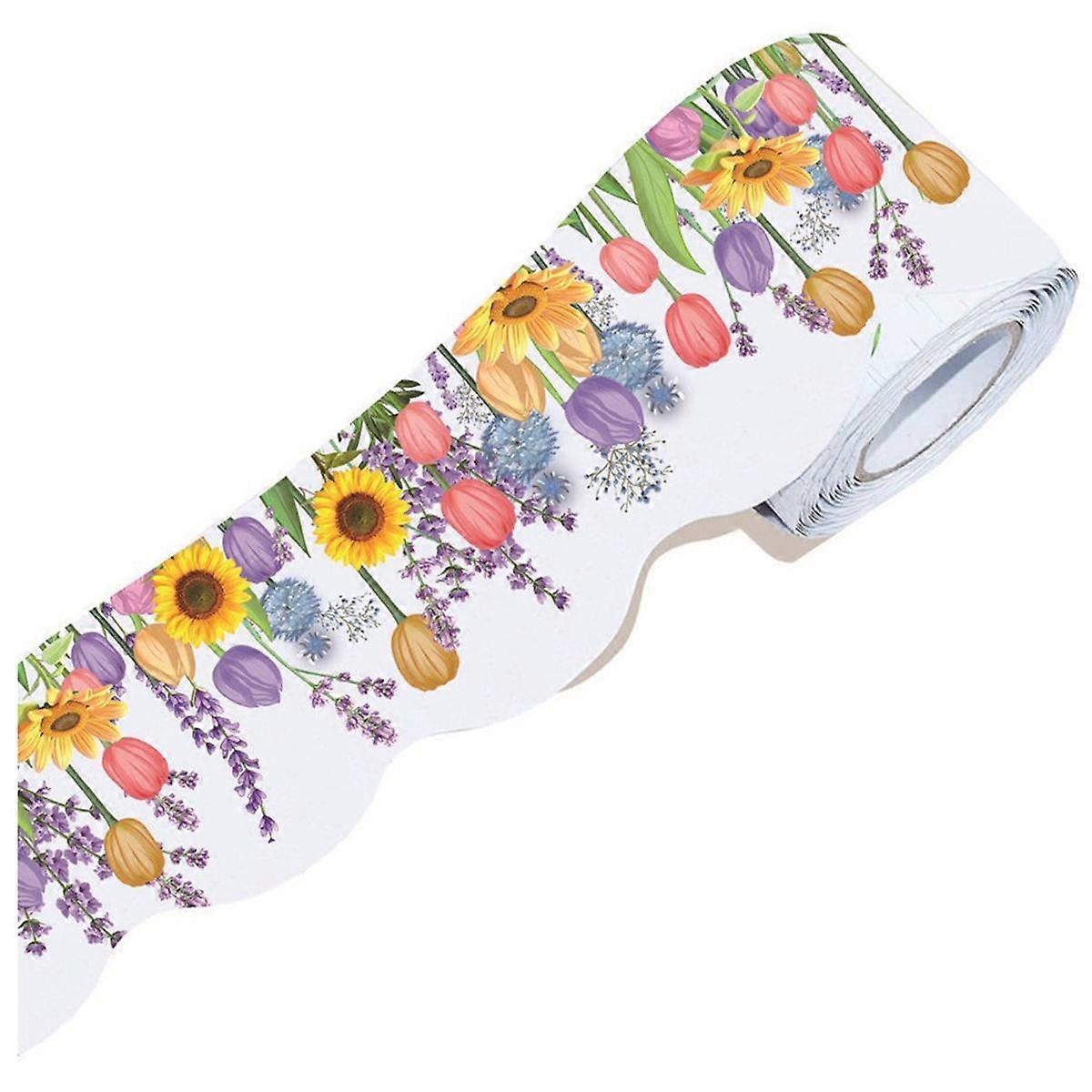 1 Roll Bulletin Board Border Floral Bulletin Border Tulip Flower Trim Border for School Classroom B
