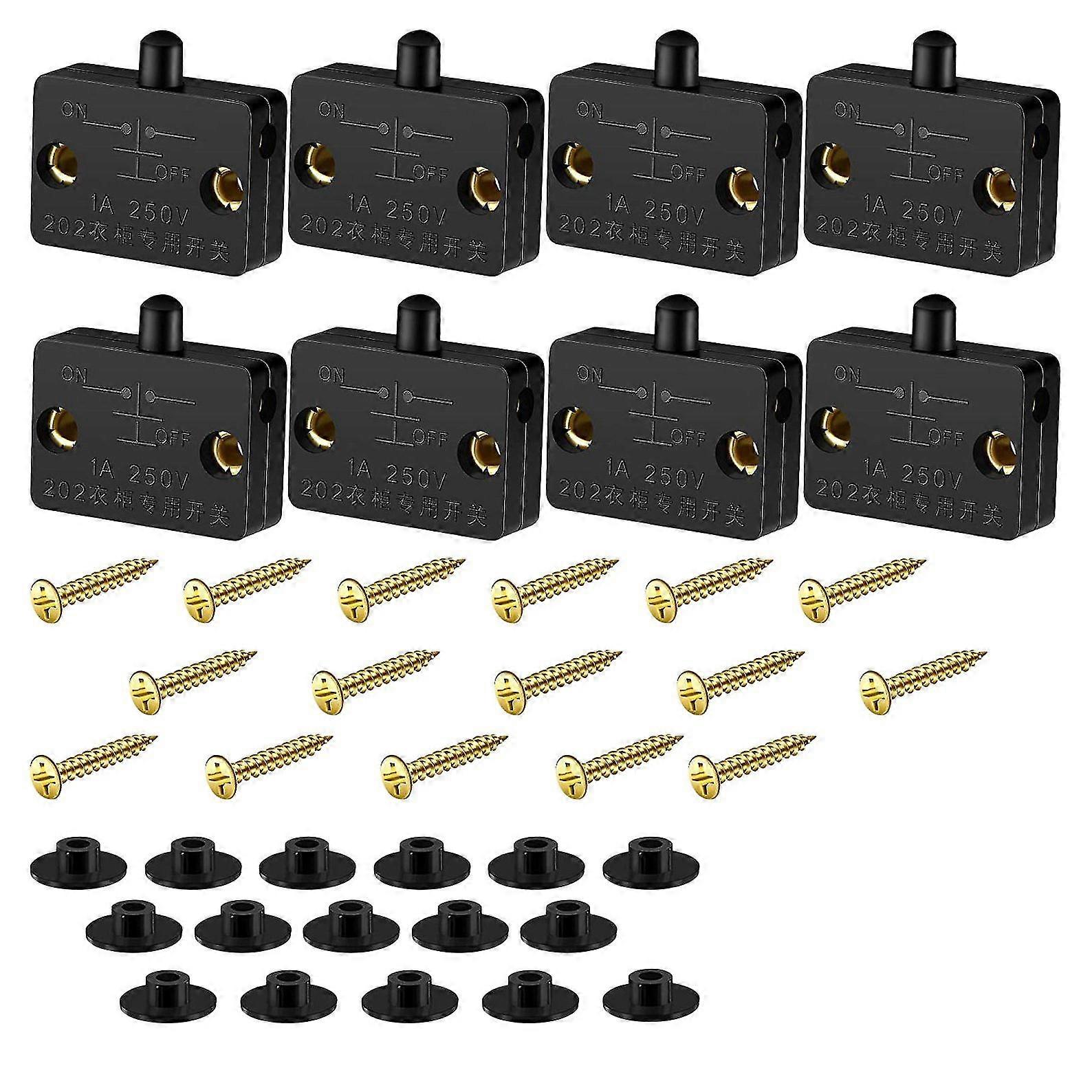 Automatic Door Switch, 8-Pack, Black, for 12V 24V 110V Wardrobe & Cabinet Use