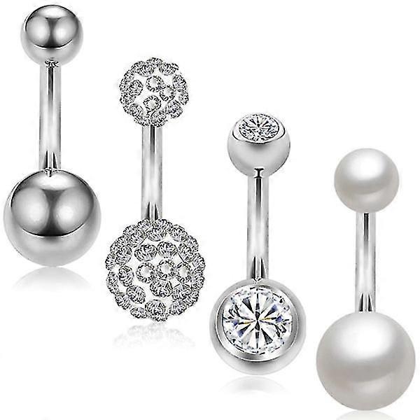 Navlepiercinger 4-stk / Set Silver