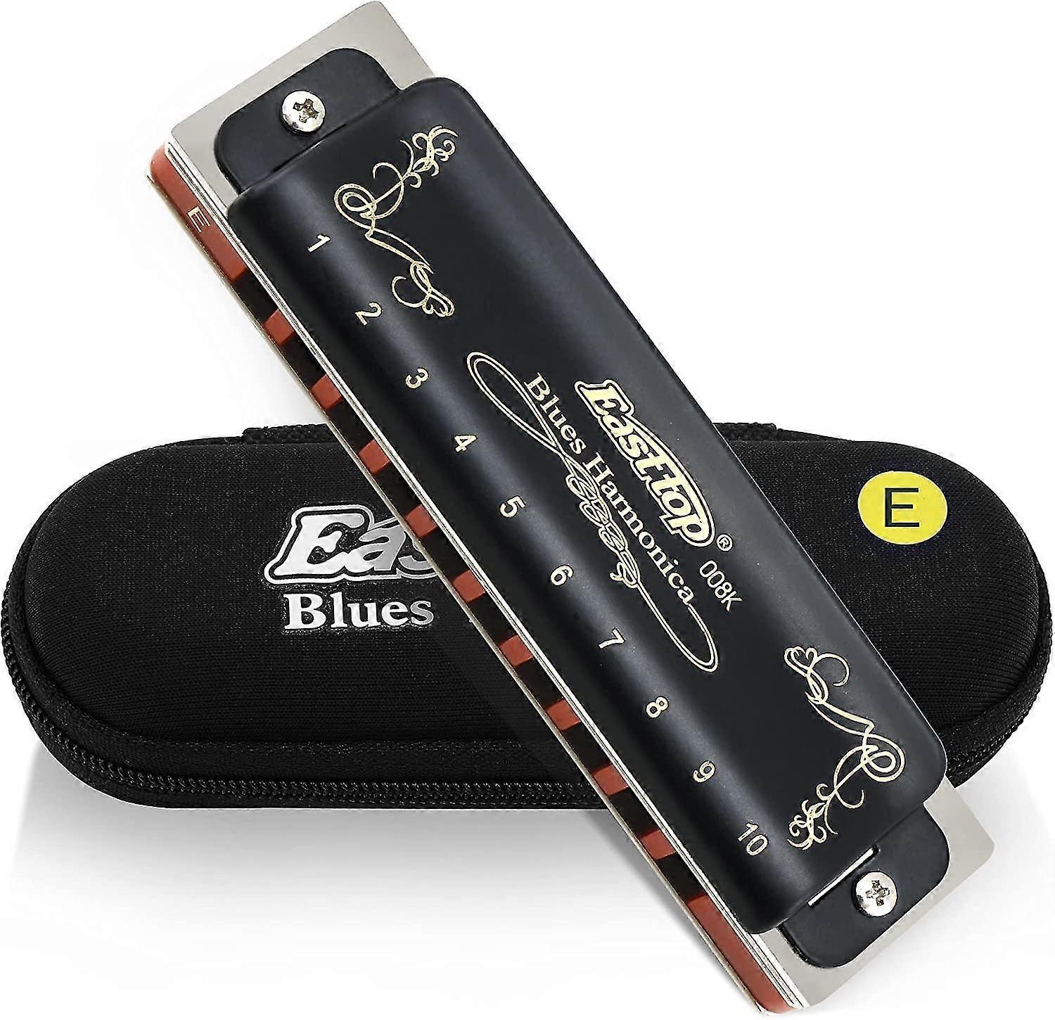 Harmonica, Diatonic Harmonica Key Of E, 10 Holes 20 Tones 008k Blues Harp Mouth Organ Harmonica With Black Cover, Top Grade Harmonica For Adults, Prof