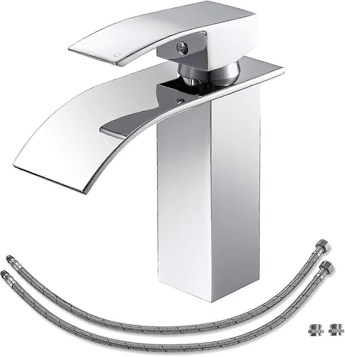 Waterfall Bathroom Sink Faucet, Single Handle Single Hole Basin Faucet