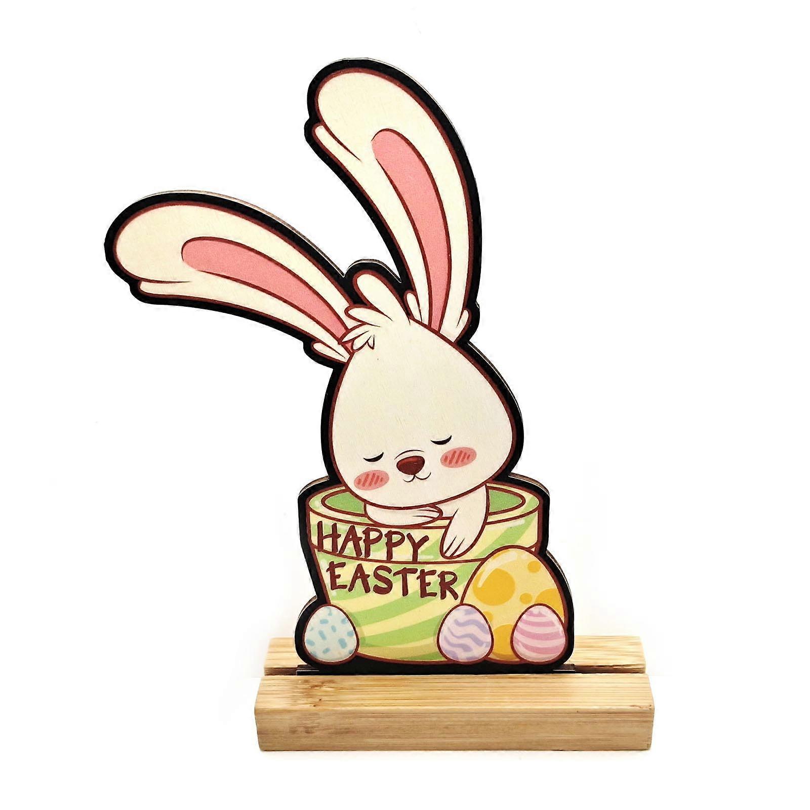 رسمت خشبية عيد الفصح جنوم سطح المكتب زخرفة لطيف الأرنب الأرنب الجدول ديكور هدية