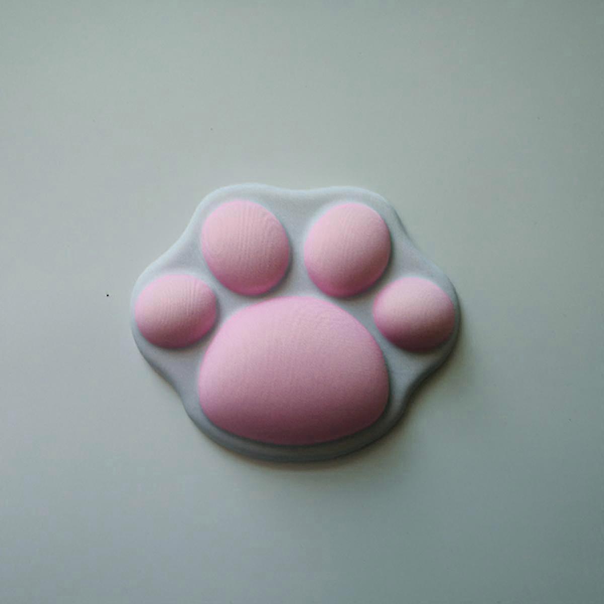 Cute Cat Paw Mouse Pad Pu Bottom Lycra Fabric Silicone Material Skin-friendly And Comfortable Cartoon Computer Mouse Wrist Rest - White Powder