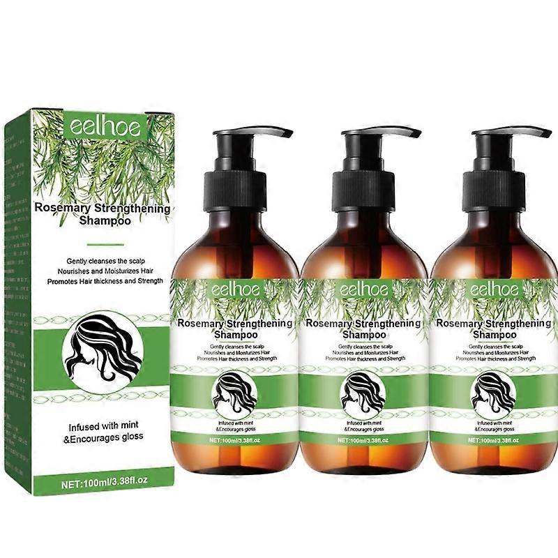 3 יחידות שמפו רוזמרין עם ביוטין ממריץ טיפול בריא לצמיחת שיער