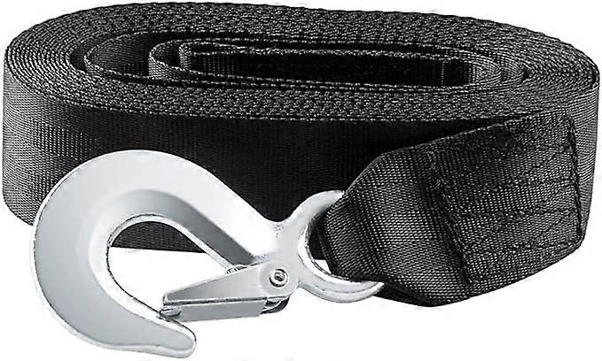 Trailer winch strap with boat or car safety hook, work load