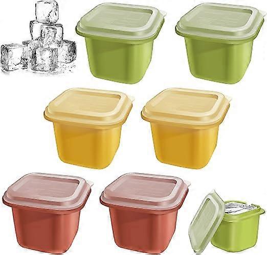 Square Ice Cube Mold,6 Pack Silicone Ice Cube Trays with Lid, Stackable Sil
