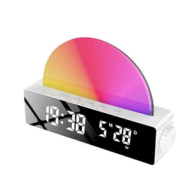 Sunrise Alarm Clock Wake Up Light with FM Radio Simulated Sunrise Touch-Changed 5 Color Dynamic Atmosphere Light 6 Natural Sounds 7 Color Sleep Breath
