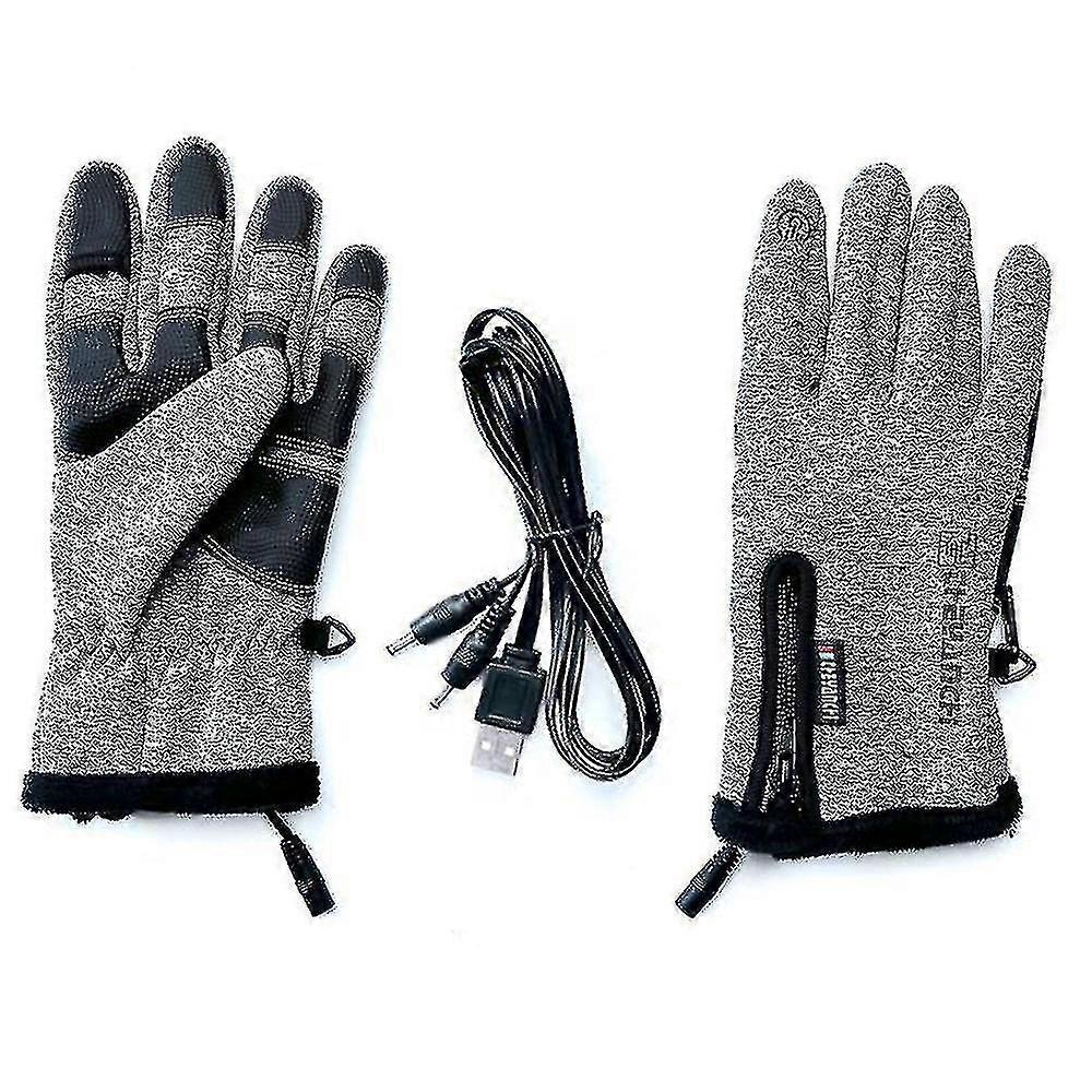 Usb Gants chauffants électriques Mitaines chaudes d’hiver Antidérapant Écran tactile Vélo Cyclisme Gants de pêche (xiatian)
