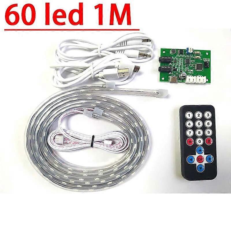 DYKB 1.5Meter Audio Music Spectrum Indicateur de niveau Double 30/60/90 LED Coloré Flexible Bande Douce Son Commande Vocale Télécommande