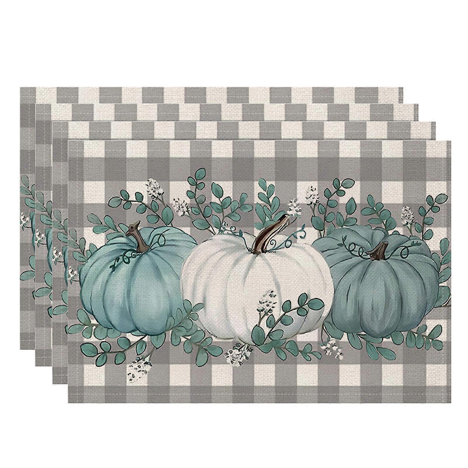 Placemats de linho de Ação de Graças com design de abóbora 4 peças conjunto 30x45cm