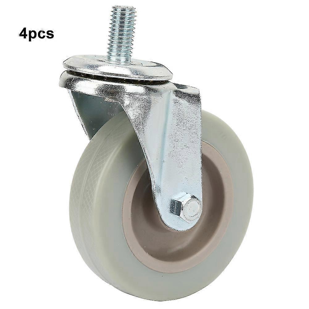 3 Inch Swivel Caster Wheel PVC Castor Roller Stem, 4pcs (M10 Threaded Stem)