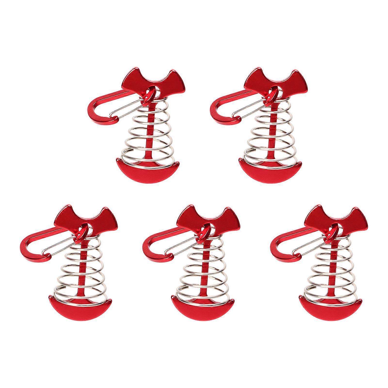 5PCS Fishbone Deck Anchor Pegs Tent Awning Spring Hook Adjustable Wind Rope Fixing Buckle Deck Hook