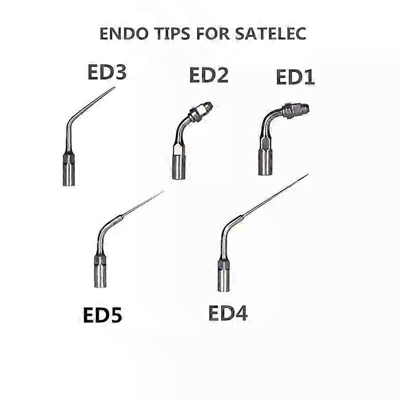HaKeLai 5pcs/set Endodontic Dental Ultrasonic Endo Tips ED1 ED2 ED3 ED4 ED5 for Satelec DTE Dental Scaler Tip
