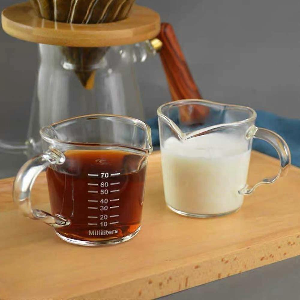 2 Pcs Mini Espresso Shot Glass Cups 3oz Triple Pitcher Little Jug Mugs Measures Cup