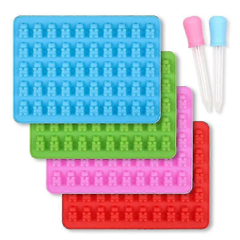 قوالب سيليكون Gummy Bear Candy وأقراص مكعبات الثلج - مجموعة من 4 قوالب دب صمغية و 2 قطارات للشوكولاتة ، الجيلي ، الشراب ، قوالب الصابون-