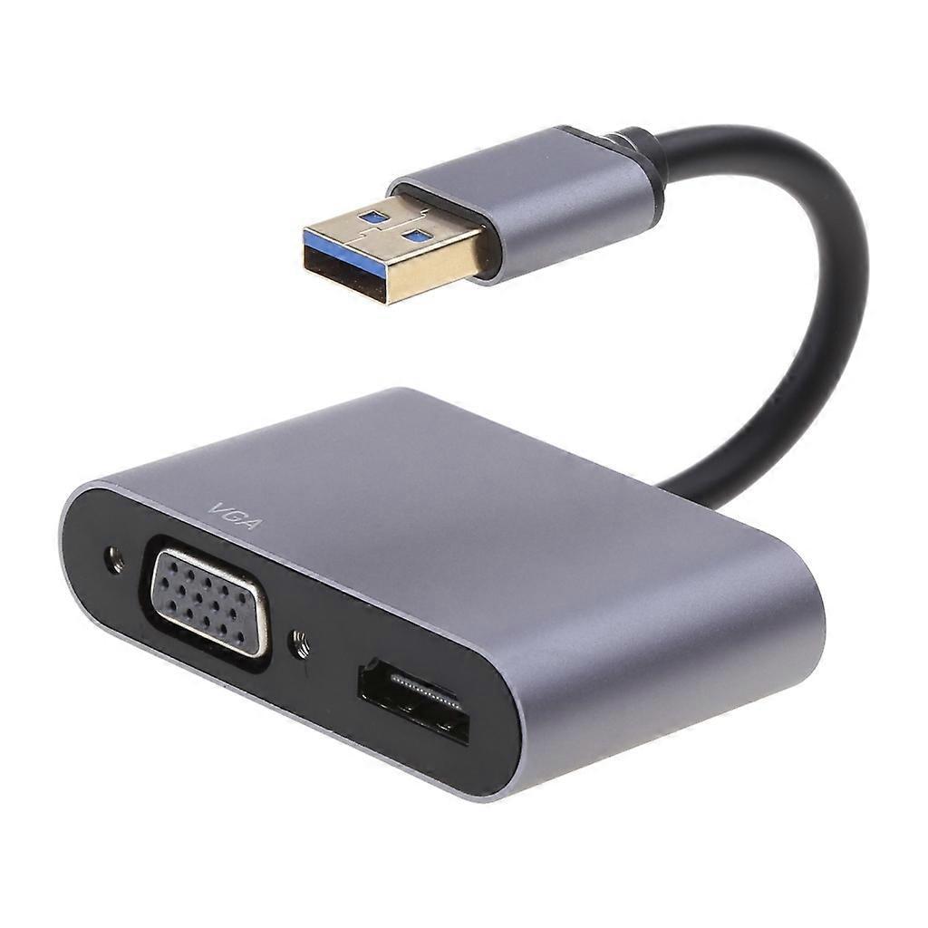 Audio USB3.0 to VGA HDMI-Compatible Converter 1080P for Computer Projector