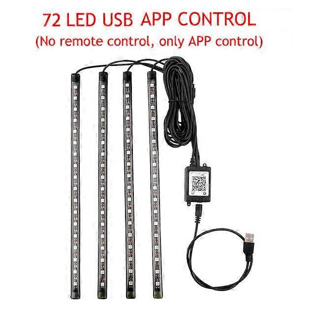 Auto LED RGB Interior Atmosphere Strip Light Decorative Foot Lamp With USB Wireless Remote Music Control Multiple Modes For Car