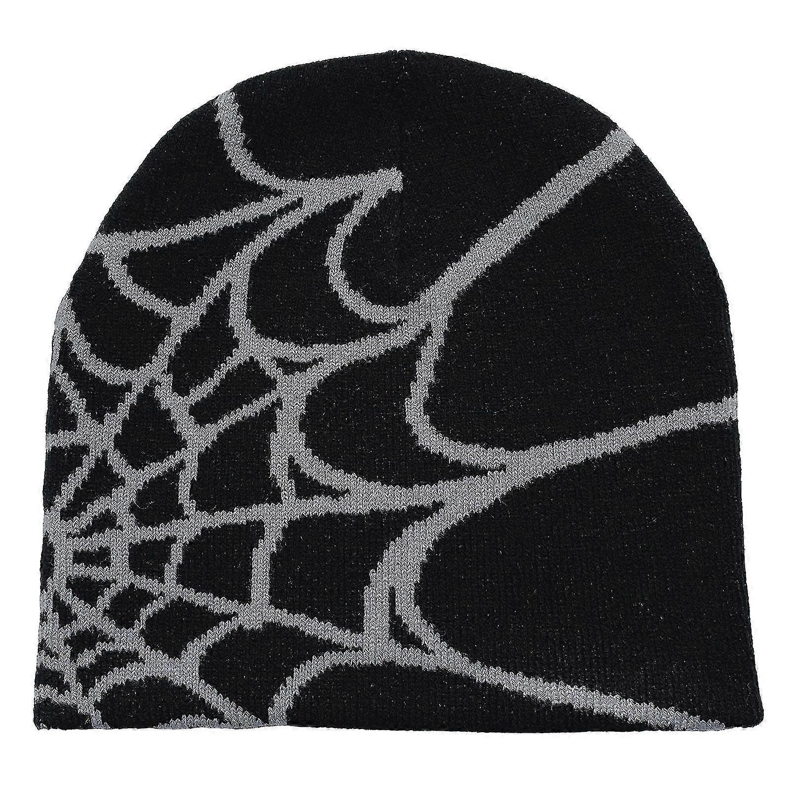 Winter Hat Spider Web Print Knitted Unisex Beanie Hat Halloween Party Cap High Elasticity Anti-shrin