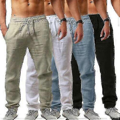 الرجال عارضة القطن الكتان فضفاضة حريم السراويل شاطئ اليوغا الهبي السراويل