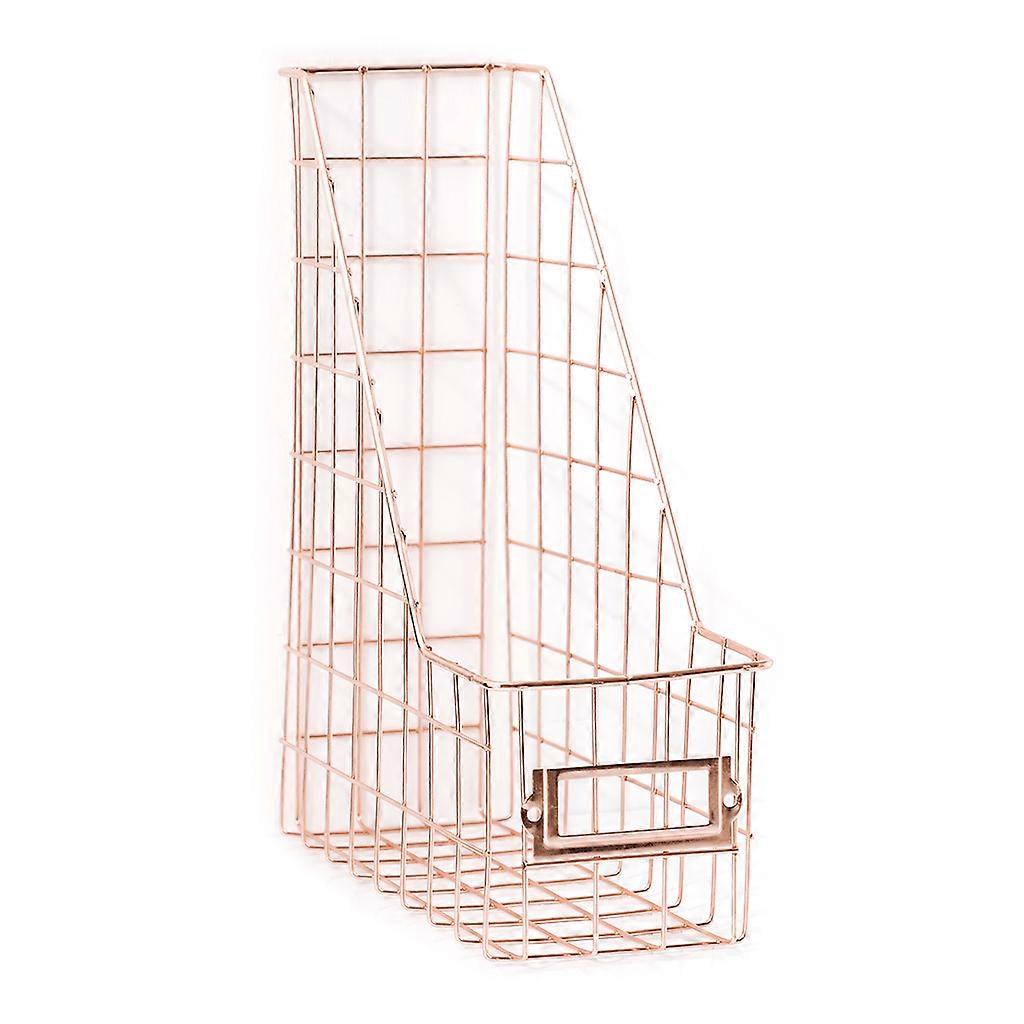 Nordic Wrought Iron Grid File Holder Single Layer Desk Shelf Magazine Book Storage Rack Office Stationery Organizer