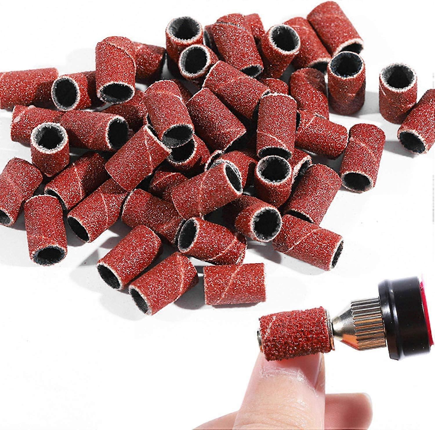100 PCS Professional Sanding Bands Nail Manicure #120 Grit File Sand Piece Set for Nails Polish Grind Cuticle Remover Manicure Pedicure Care Tools