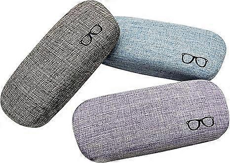3Pack Hard Shell Eyeglasses Case Protector Linen Fabrics Large Glasses Case Concise