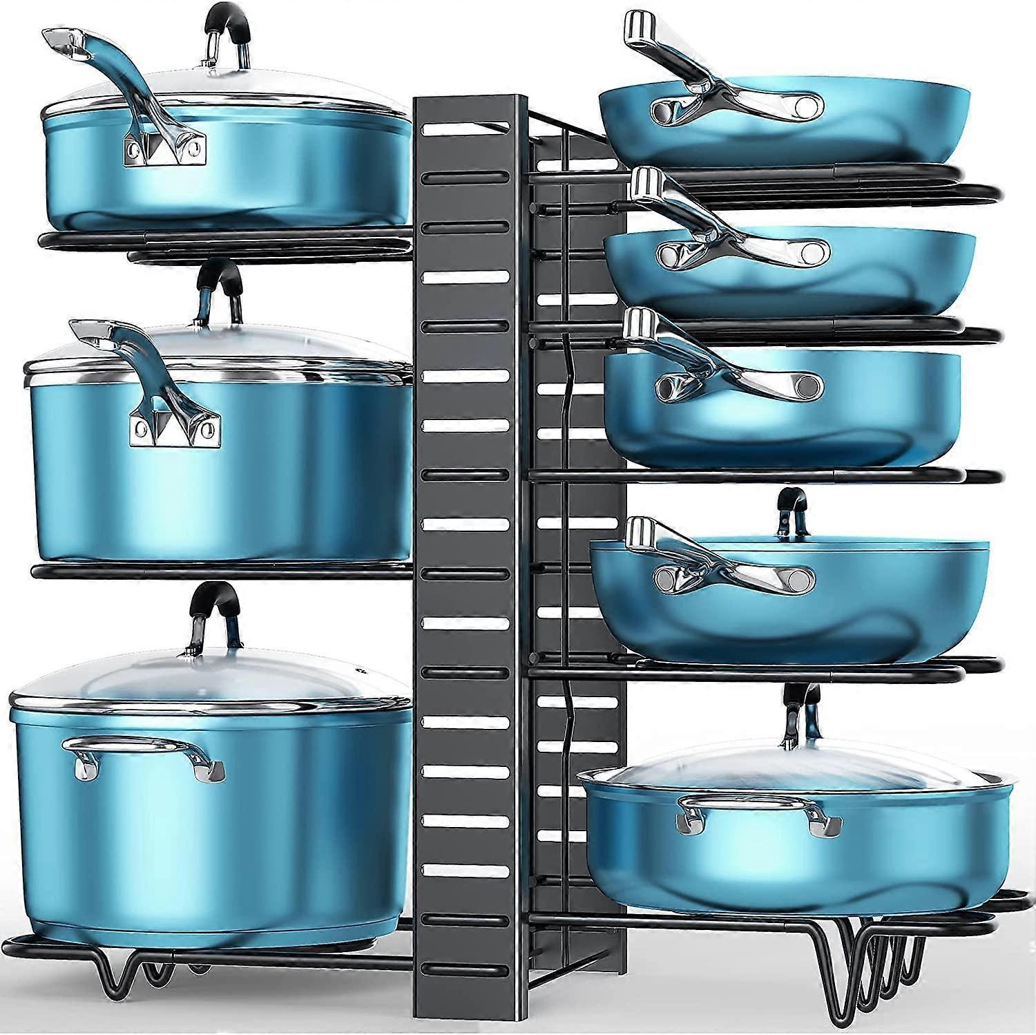 Pots and Pans Organizer, 8 Tier with 3 DIY Methods
