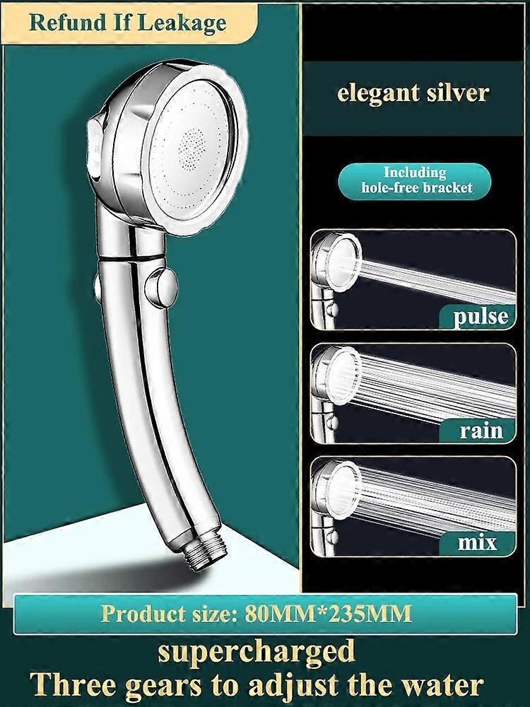 Rainfall Shower Head 3 Mode ABS Round High Pressure Turbo Spray Nozzle Adjustable Black Eco Shower Bathroom Accessories FR101