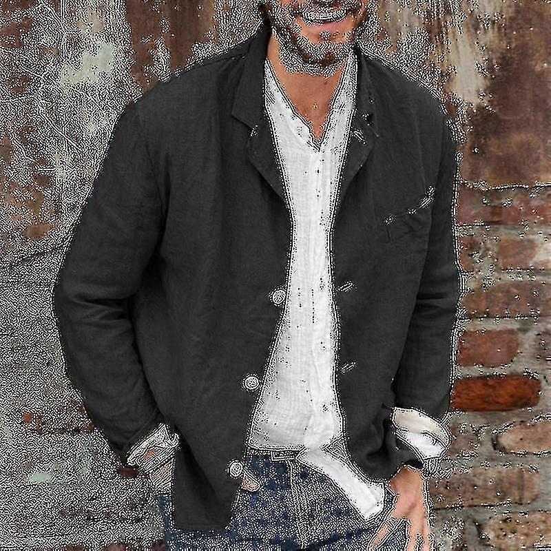 2023 Giacca piccola da uomo in cotone e lino ampia e semplice