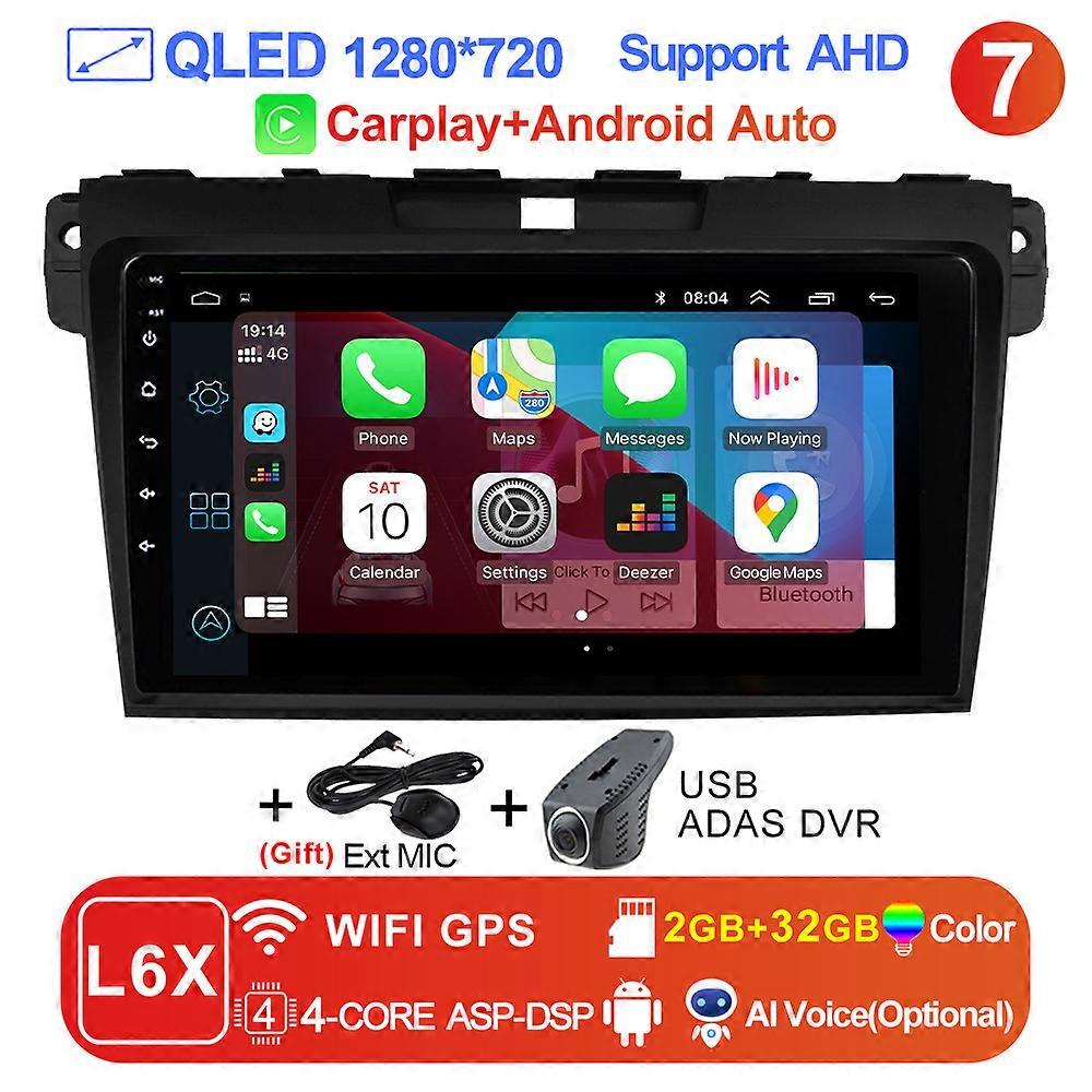 LEHX L6 Pro Car Android 11 2 DIN Radio Multimedia Player Autoradio For Mazda Cx-7 cx7 2008-2015 Carplay GPS Stereo Head Unit DVD