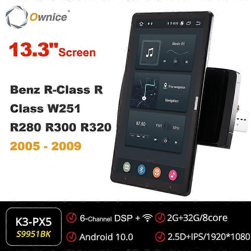 Tesla style PX6 Android 10.0 Car DVD Player Auto Rotatable GPS Navigation For Benz R-Class R Class W251 R280 R300 R320 2005-2009