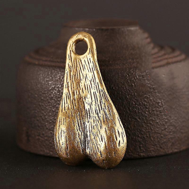 Solid Brass Men Testicles Pendant For Keychain Trendy Balls Keyring