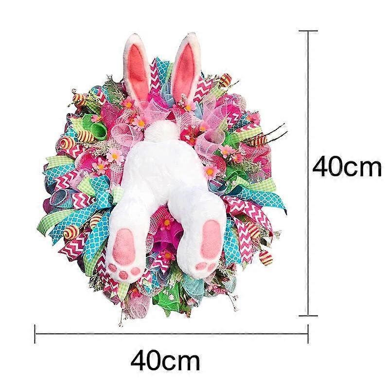 ウサギのイースターリースの飾り人工バニーハンギングガーランドの装飾ドアの壁の窓の農家の家のイースターの装飾202