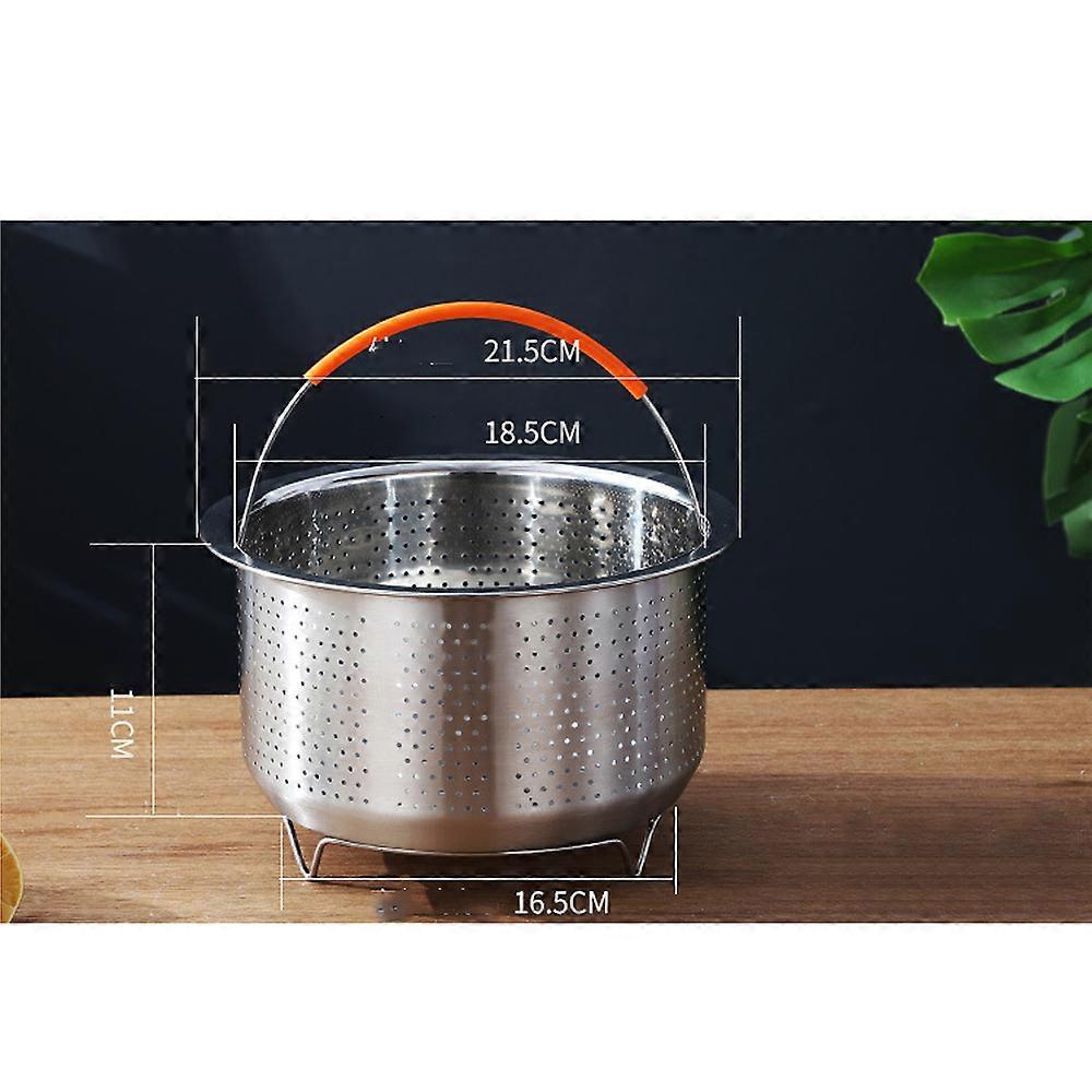Steamer Basket Accessories For Instant Pot 6 & 8 quart - Sturdy Stainless Steel IP InstaPot Insert And Stainer - Silicone Handle And Feet For Stabilit