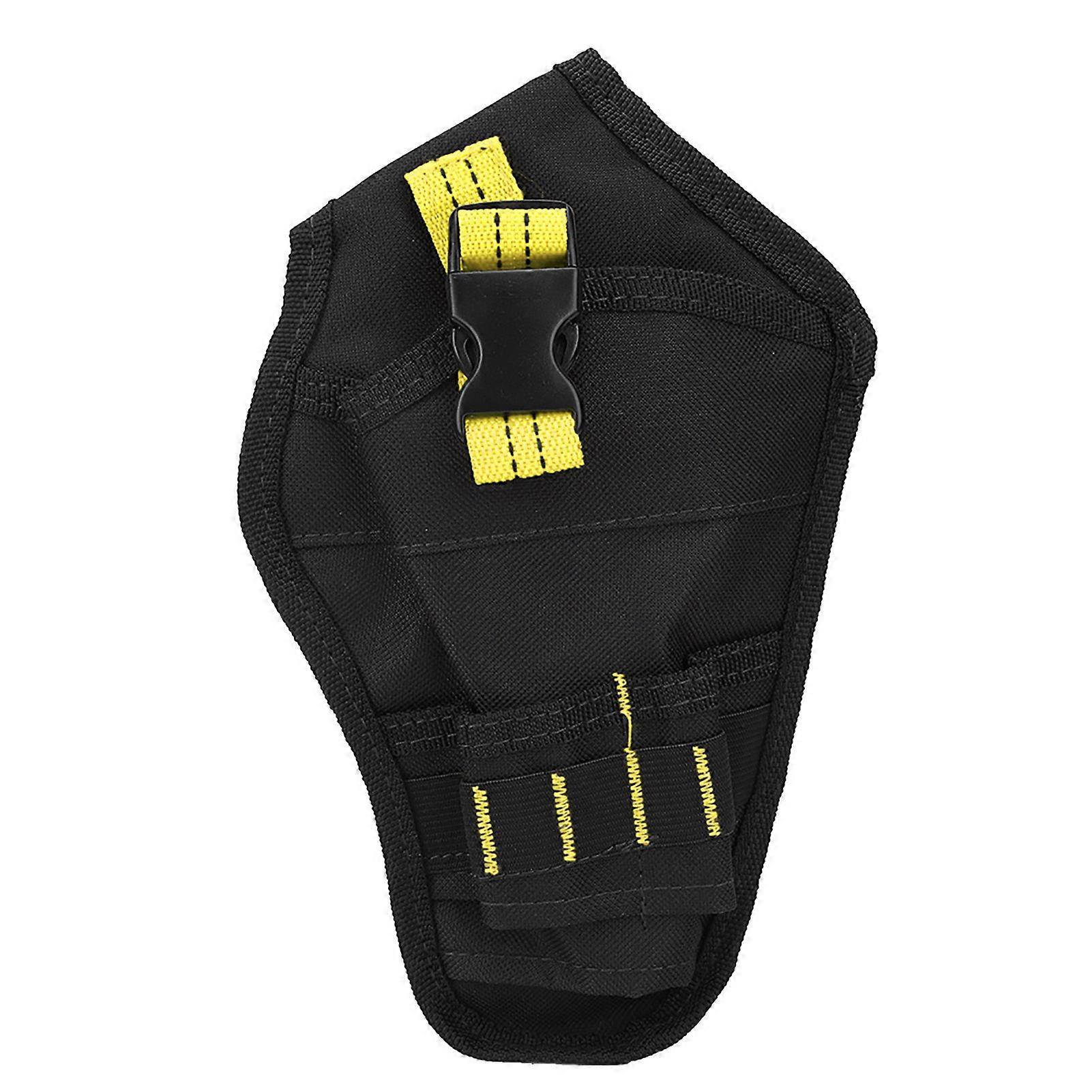 2024 المحمولة أكسفورد القماش مصغرة الخصر حقيبة مثقاب حامل تخزين الحقيبة لأداة الحفر الكهربائية (أسود & أصفر )