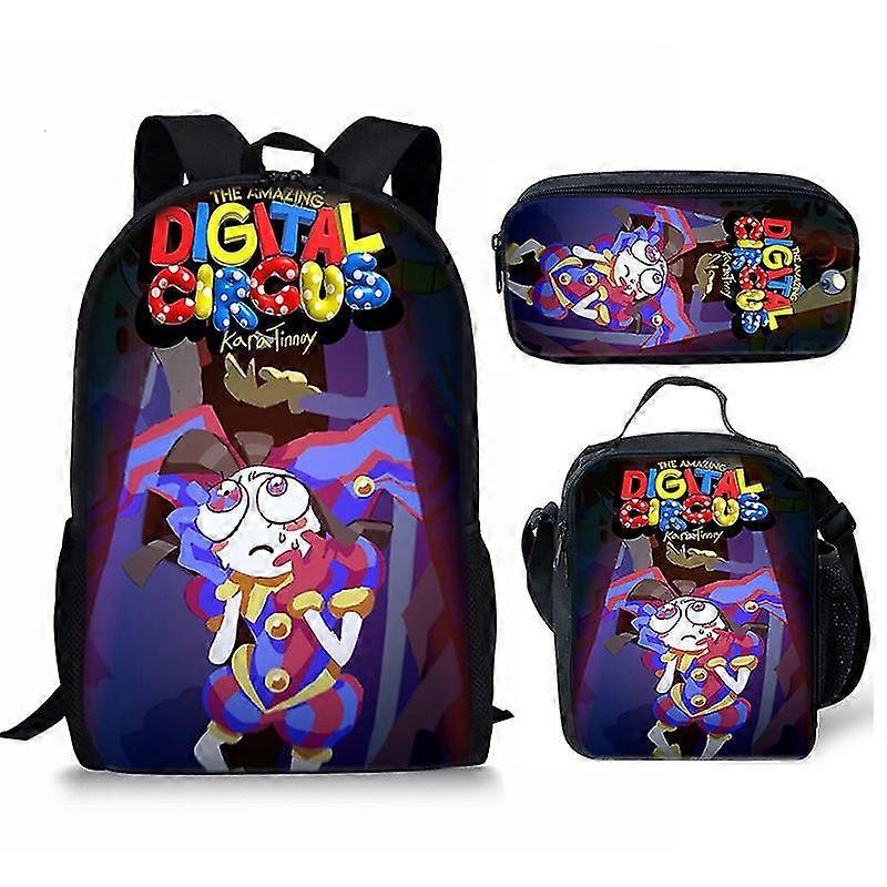 Der erstaunliche digitale Zirkus Rucksack Dinosaurier Schultasche oder Essenstasche oder Stifttasche oder 3 Stück für Kinder-D