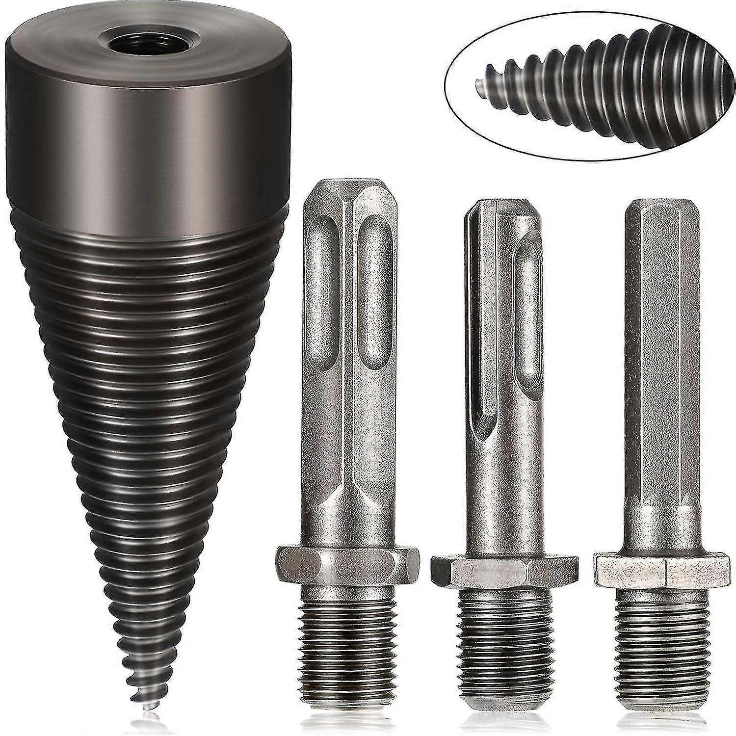 3 Pieces 42 Mm Wood Splitting Drill Bit Black Metal Drill Screw Cone Driver Firewood Log Splitter Drill Bit Set Electric Wood Chopping Tool For Househ