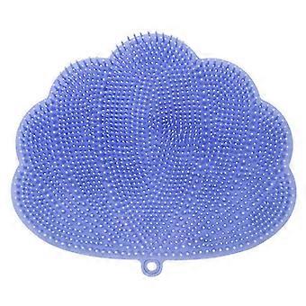 An der Wand montierter freihändiger Rücken- und Fußschrubber mit Saugnäpfen - Tiefenreinigung und Peeling unter der Dusche Blau