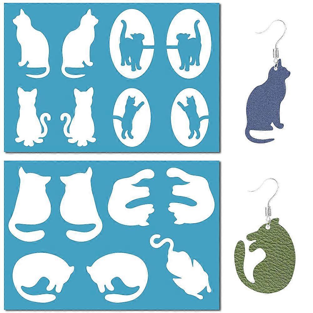 Acrylic Earring Handwork Template Card Leather Cutting Stencils Cat Shape 130x90x2mm 2pcs/set