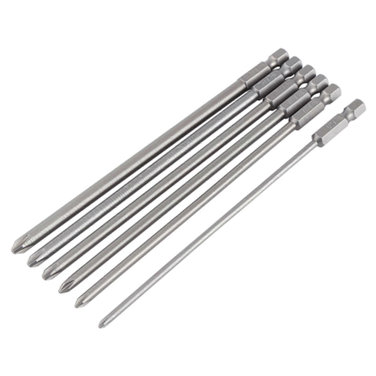 Screwdriver Bits 6pcs Shank 1/4" Steel 150mm Magnetic Screwdriver Bit Set Cross Head Bit Tool