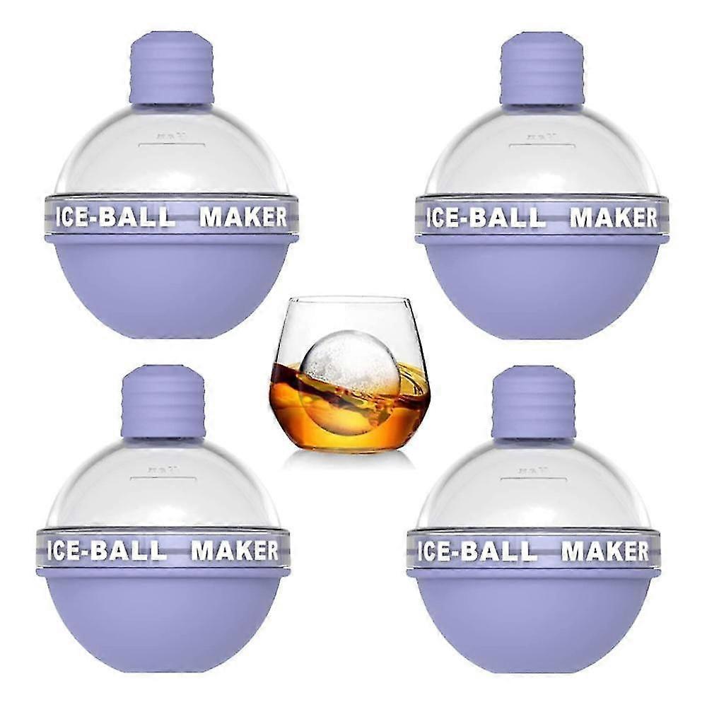 4 Pack Ice Ball Maker, Whiskey Ice Mold, Silicone Ice Cube Tray, Sphere Ice Mold For Whiskey And Cocktails