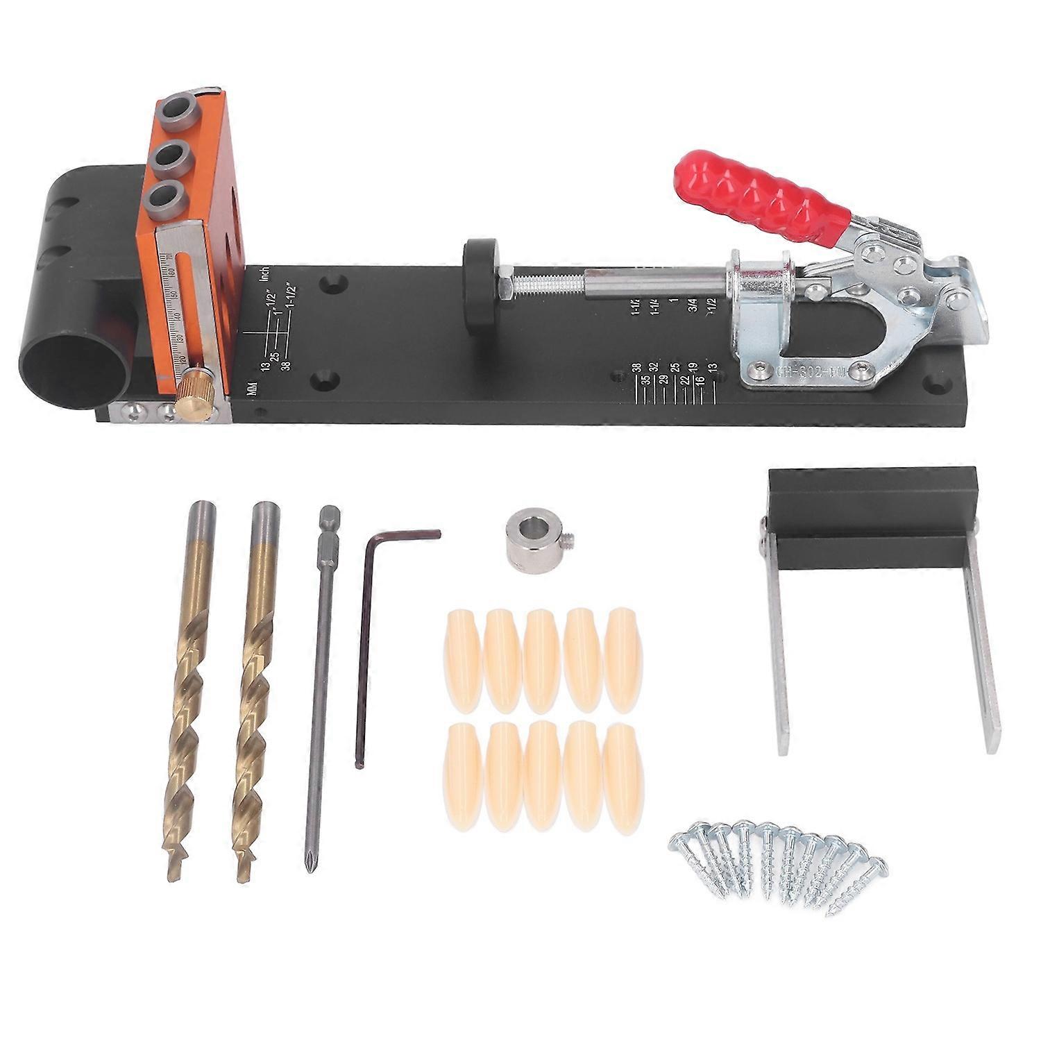 Pocket Hole Jig Kit Woodworking Doweling Drilling Guide Kit Self Centered Adjustable Drilling Guide