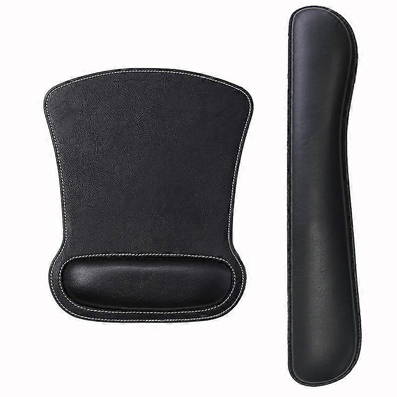 Leather Round Mouse Pad Wrist Support Set - Ergonomic Non-Slip Design, Durable Leather Material, Ideal for Office Use